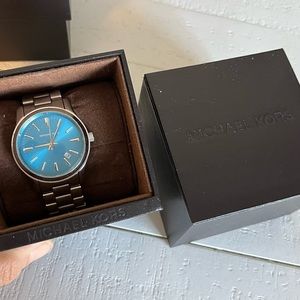 Micheal kors silver and blue watch
